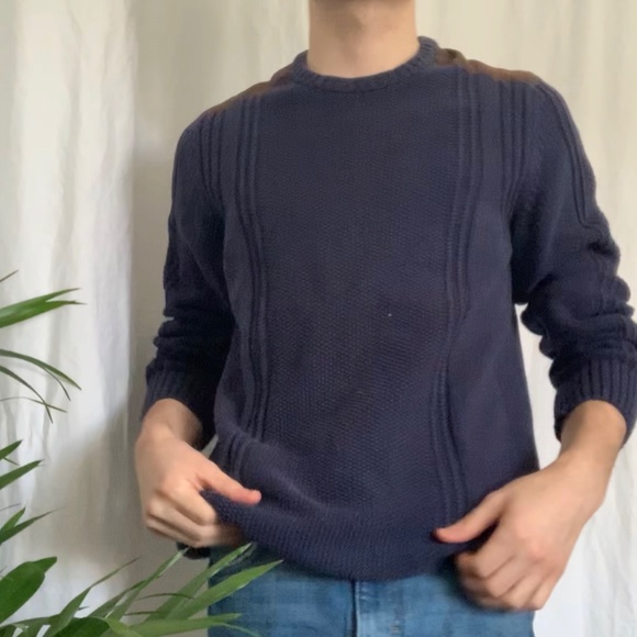 ☀️Mens Mexx light knit sweater with suede detail - Picture 5 of 6